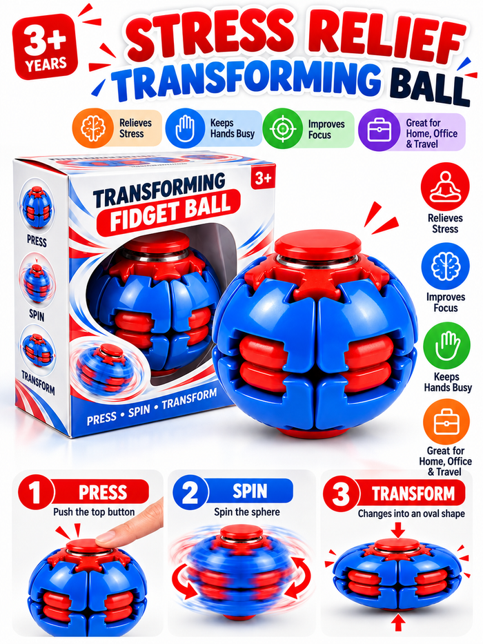 Transforming Fidget Ball Toy | Press, Spin & Play