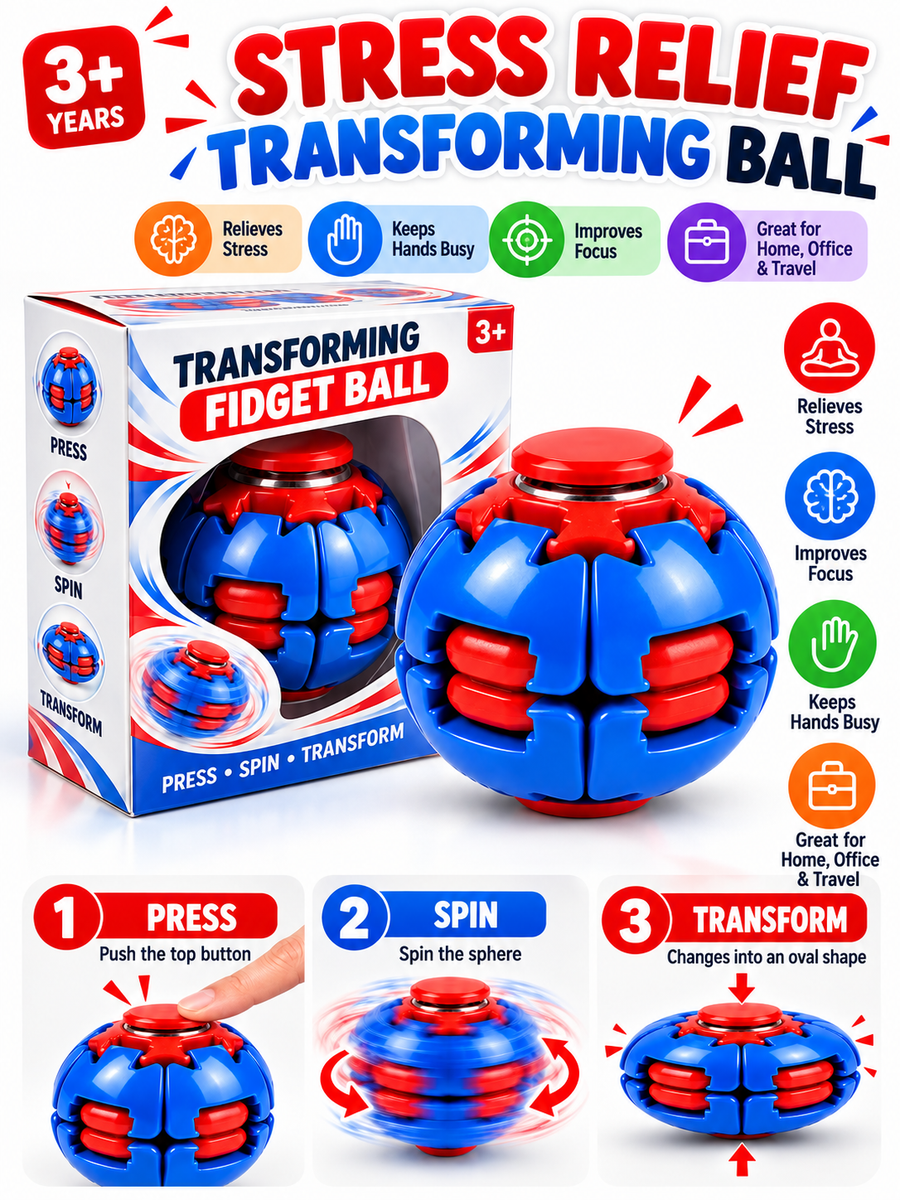 Transforming Fidget Ball Toy | Press, Spin & Play